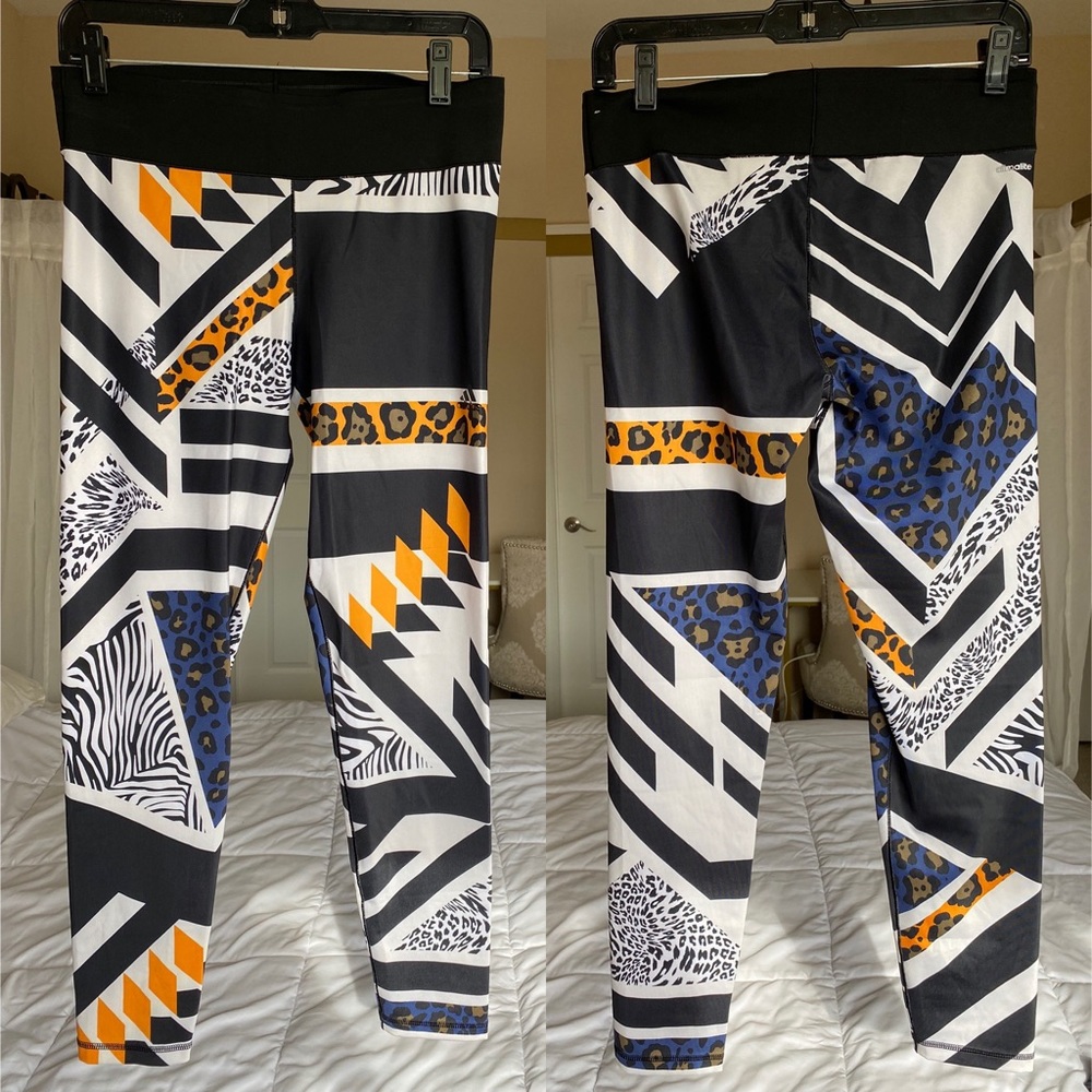 adidas Abstract Animal Print Climalite Leggings - Size Medium